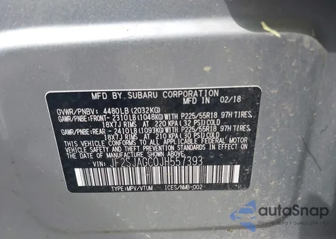 2018 Subaru Forester 2.5I Premium z USA, uszkodzony, nr VIN JF2SJAGC0JH557393